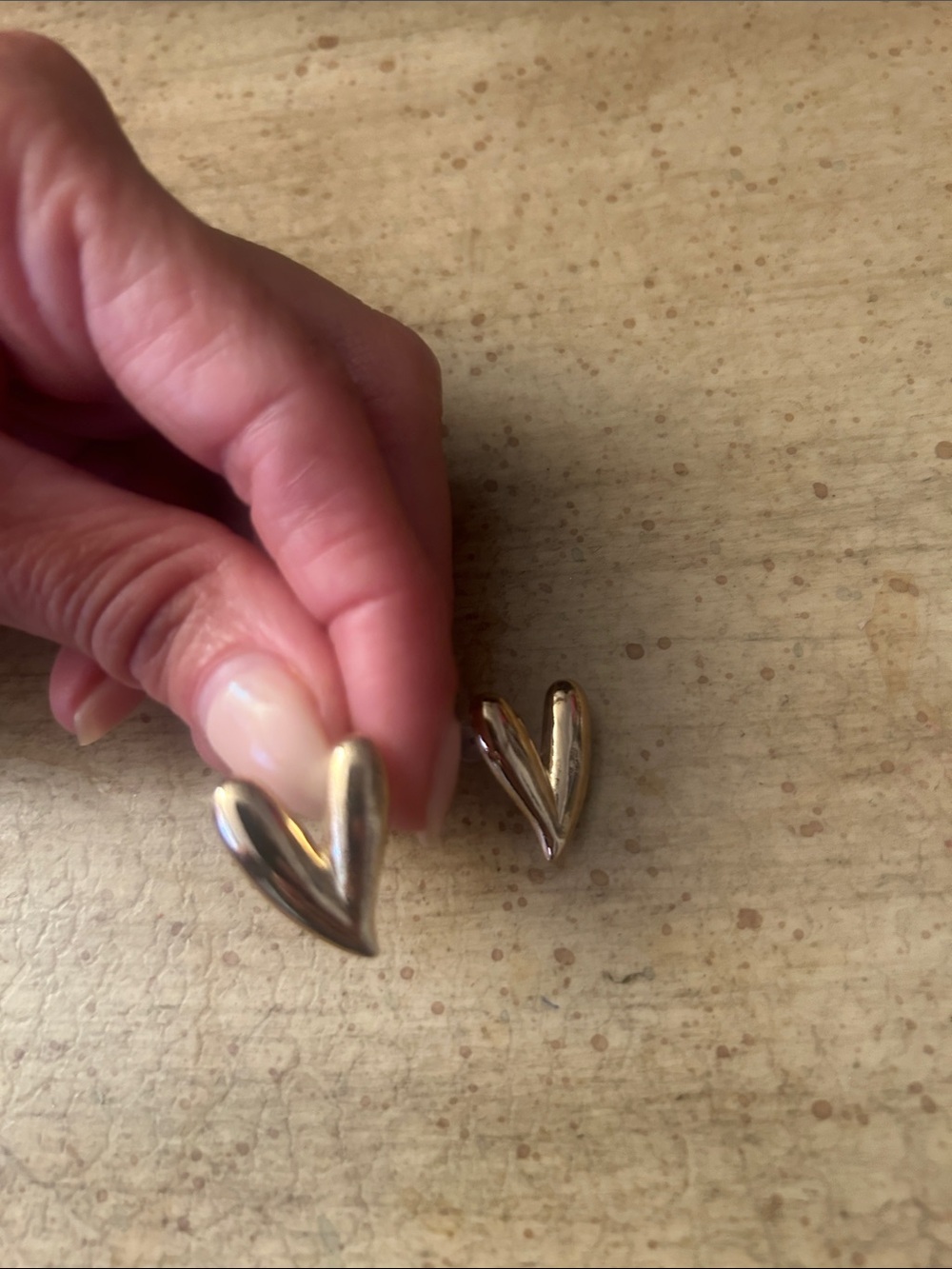 Silver Heart Petal Stud Earrings